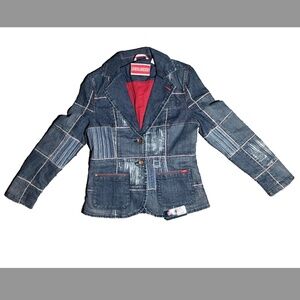 BNWT Pepe Jeans Y2K Patchwork Slim Fit Denim Blazer Sherry Jacket Medium